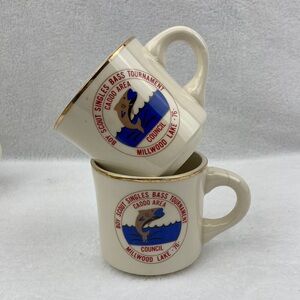 VTG 1976 Millwood Lake Boy Scout Singles Bass Tournament Mugs 9 oz.